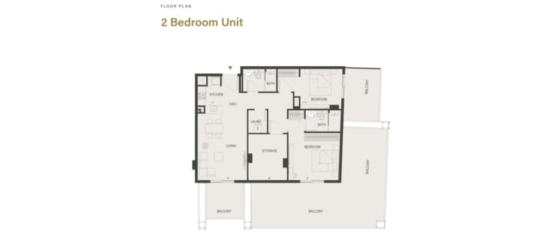 Binghatti Dawn 2 Bedroom Floor Plan