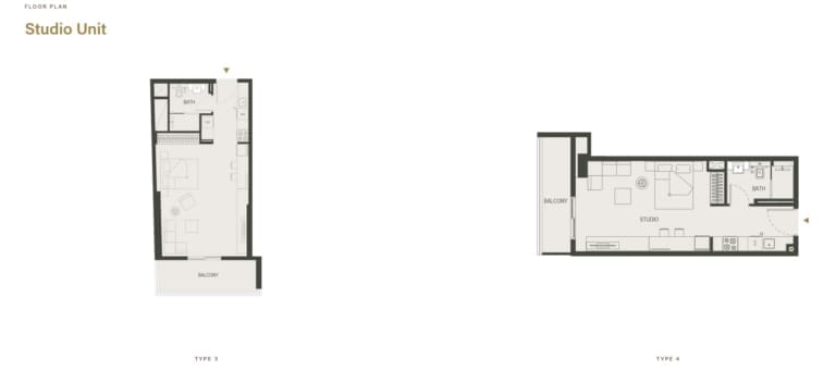 Binghatti Dawn Studio Type 3 & 4 Floor Plan