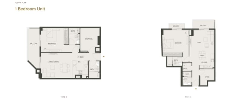 Binghatti Dawn 1 Bedroom Type 5 & 6 Floor Plan