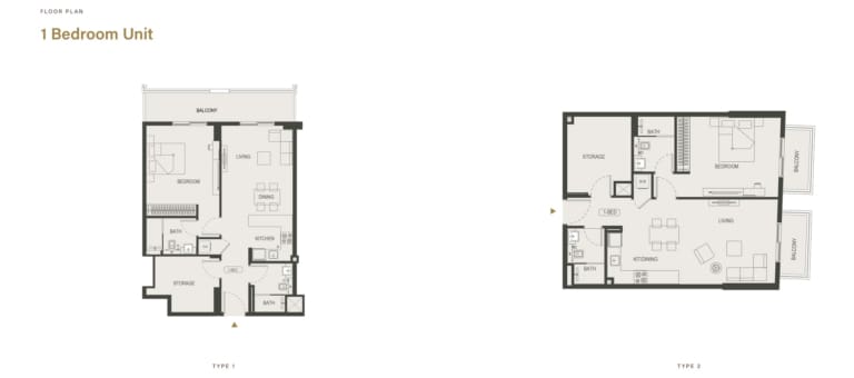 Binghatti Dawn Studio Type 1 & 2 Floor Plan