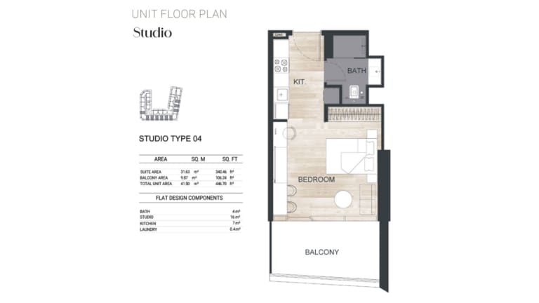 Binghatti Ghost Studio Apartment Type 04 Floor Plan