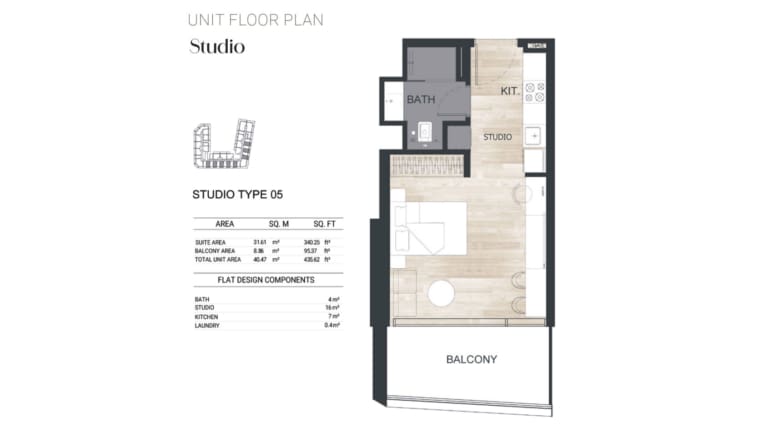 Binghatti Ghost Studio Apartment Type 05 Floor Plan
