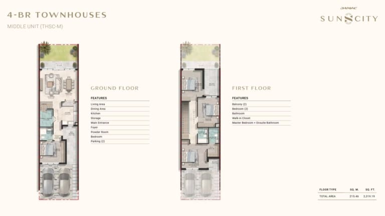 DAMAC Suncity 4 Bedroom Townhouse Floor Plan