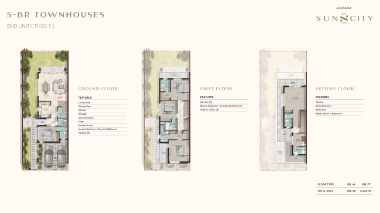 DAMAC Suncity 5 Bedroom Townhouse Floor Plan