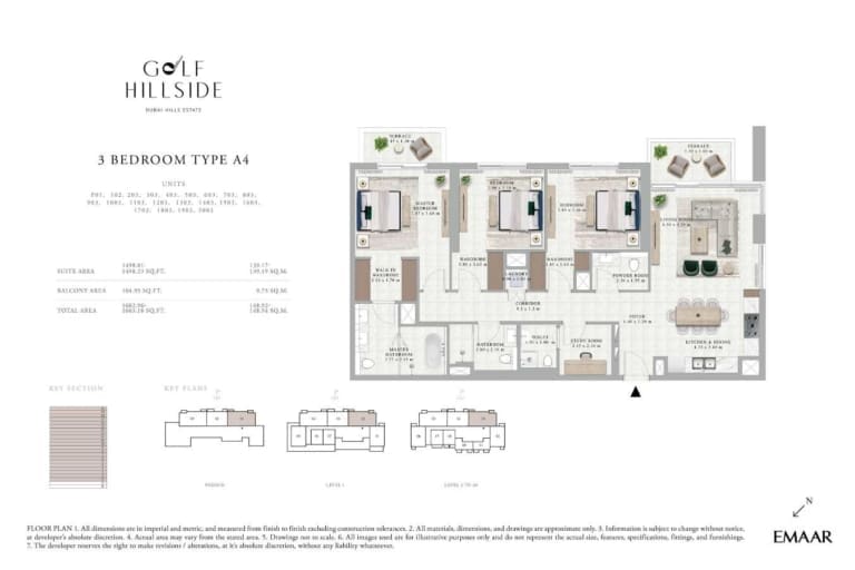Golf Hillside 3 Bedroom Type A4 Floor Plan