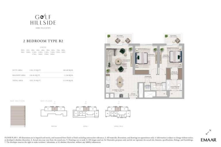 Golf Hillside 2 Bedroom Type B2 Floor Plan