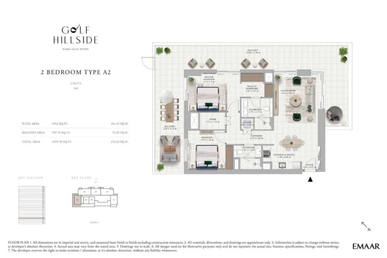 Golf Hillside 2 Bedroom Type A2 Floor Plan