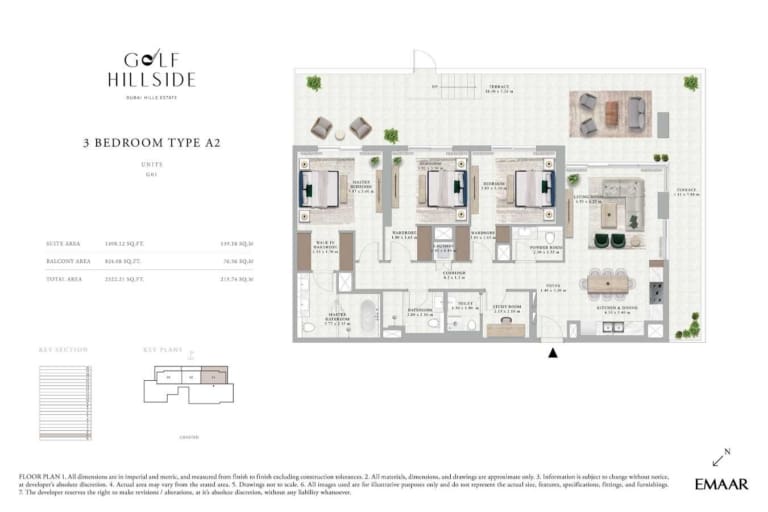 Golf Hillside 3 Bedroom Type A2 Floor Plan