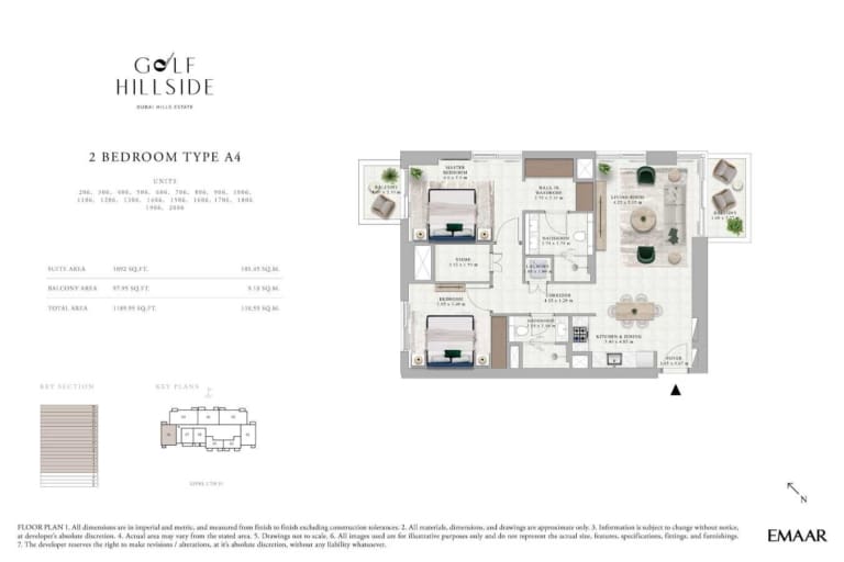 Golf Hillside 2 Bedroom Type A4 Floor Plan