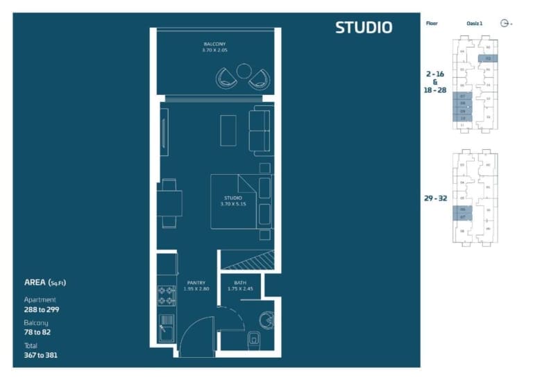 OASIZ Studio Apartment Floor Plan