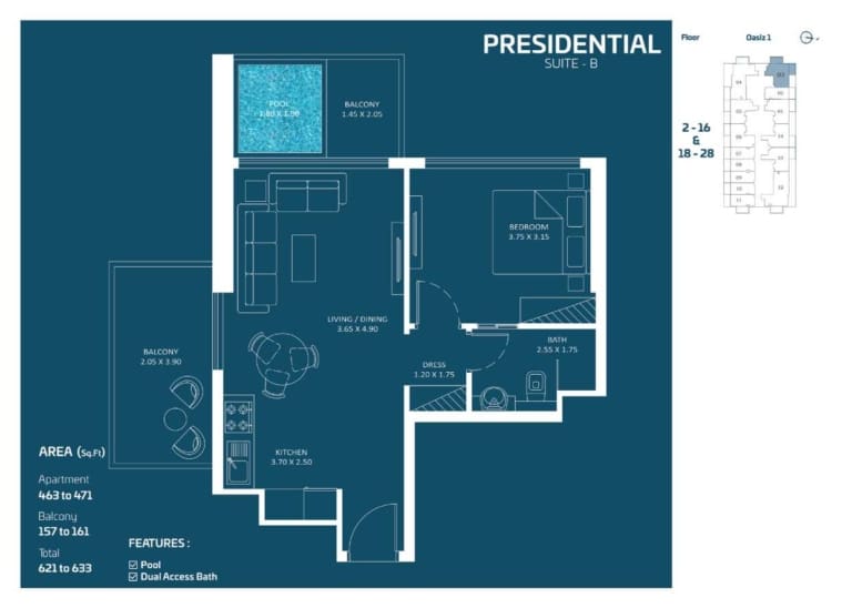 OASIZ Presidential Suite Type B Floor Plan