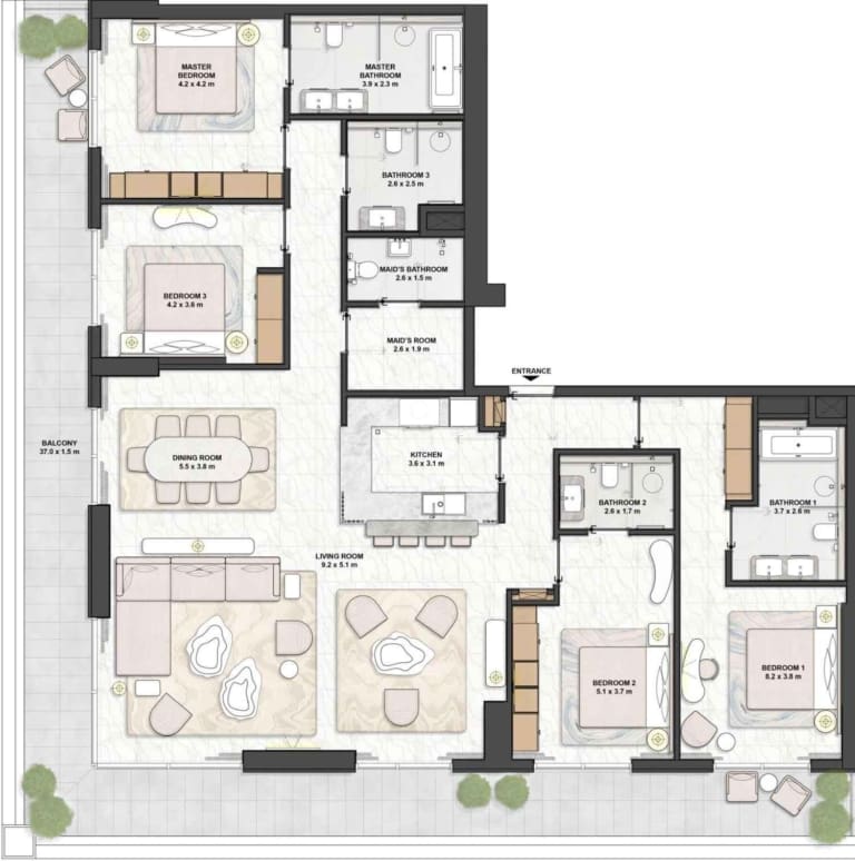 SARIA 4 Bedroom Penthouse Floor Plan