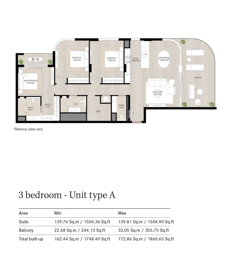 Berkshire Park 3 Bedroom Type A Floor Plan