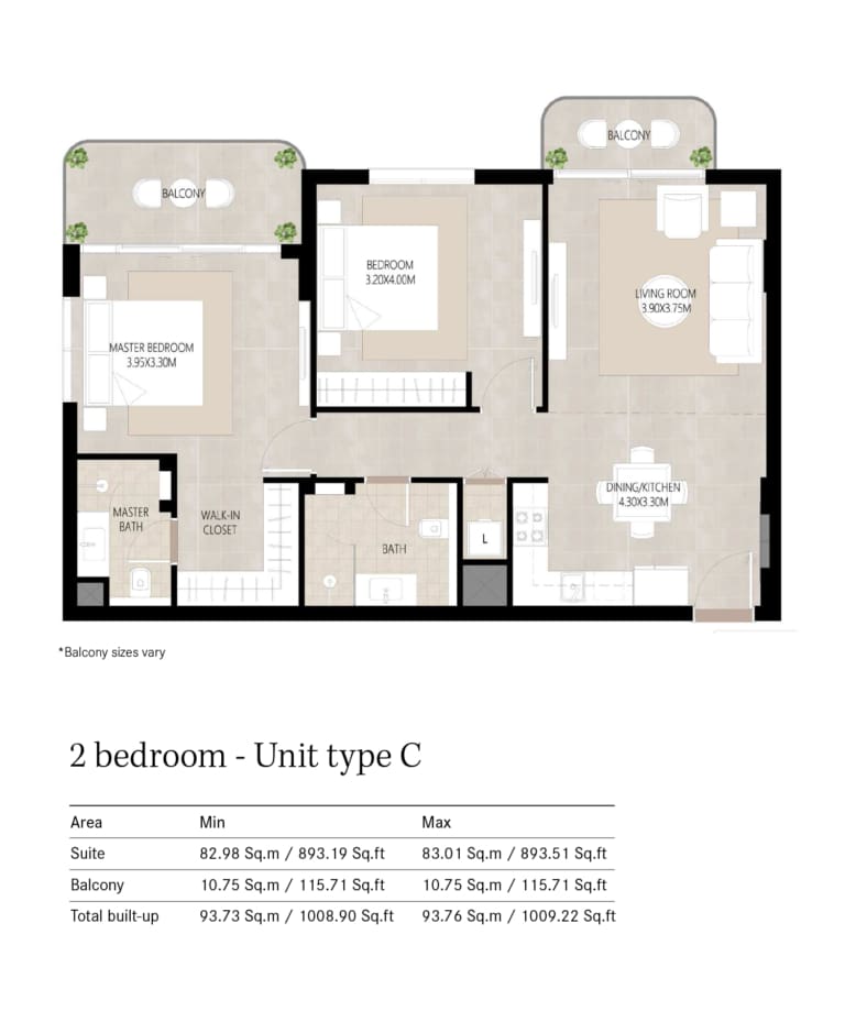 Berkshire Park 2 Bedroom Type C Floor Plan