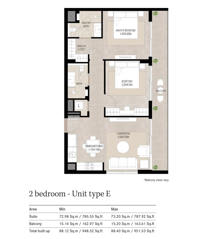 Berkshire Park 2 Bedroom Type E Floor Plan