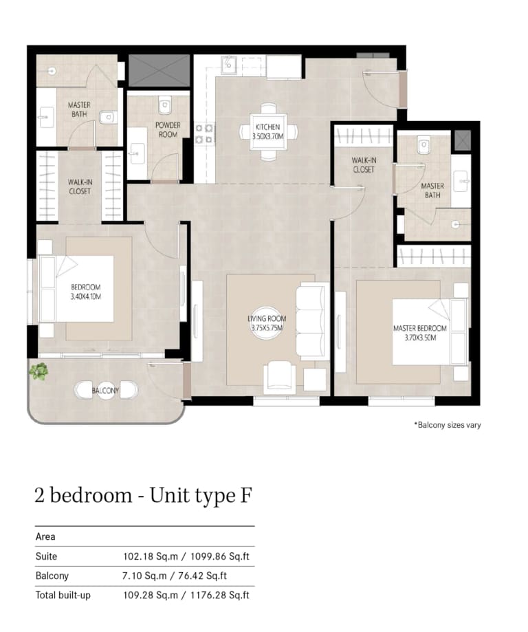 Berkshire Park 2 Bedroom Type F Floor Plan