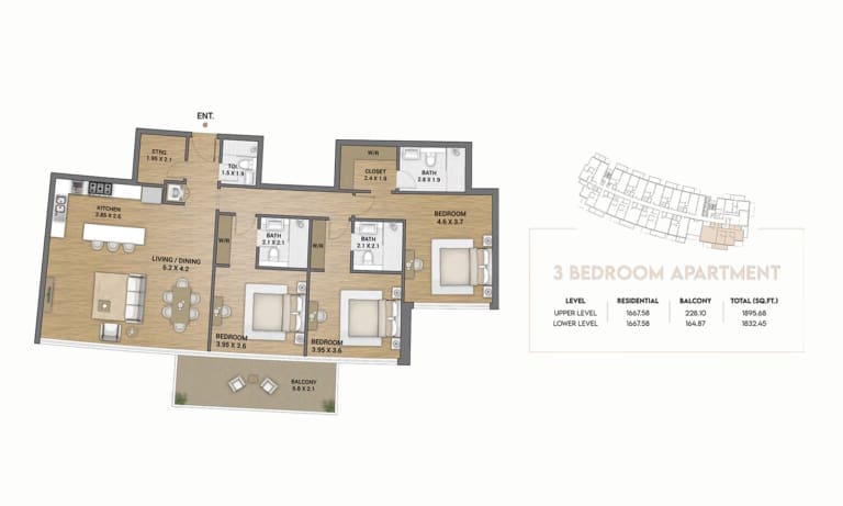 Ocean Tower 3 Bedroom Apartment Floor Plan