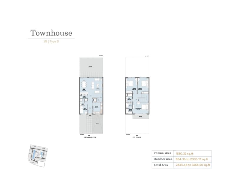 Verdana Residence 10 – 3 Bedroom Townhouse Type B Floor Plan