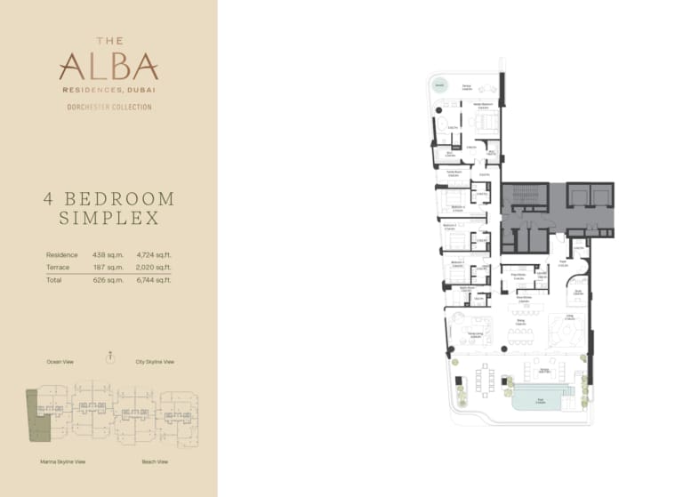 The Alba Residences Dorchester Collection 4 Bedroom Simplex Floor Plan