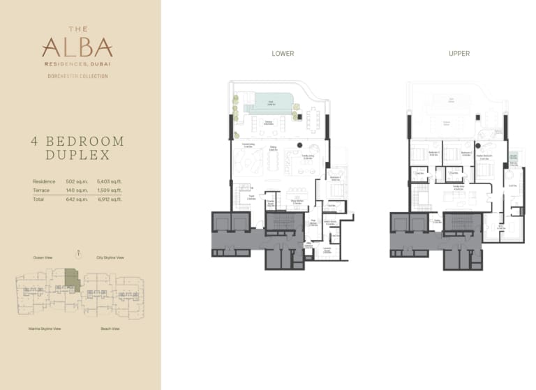 The Alba Residences Dorchester Collection 4 Bedroom Duplex Floor Plan