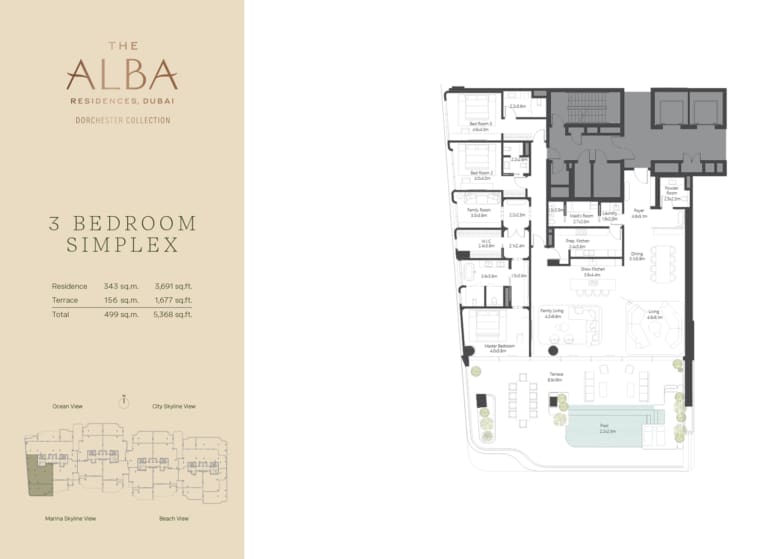 The Alba Residences Dorchester Collection 3 Bedroom Simplex Floor Plan