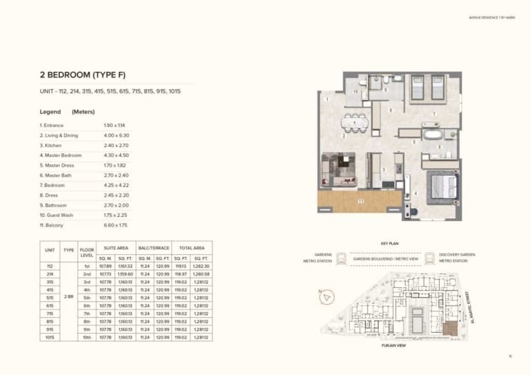 Avenue Residence 7 – 2 Bedroom Type F Floor Plan