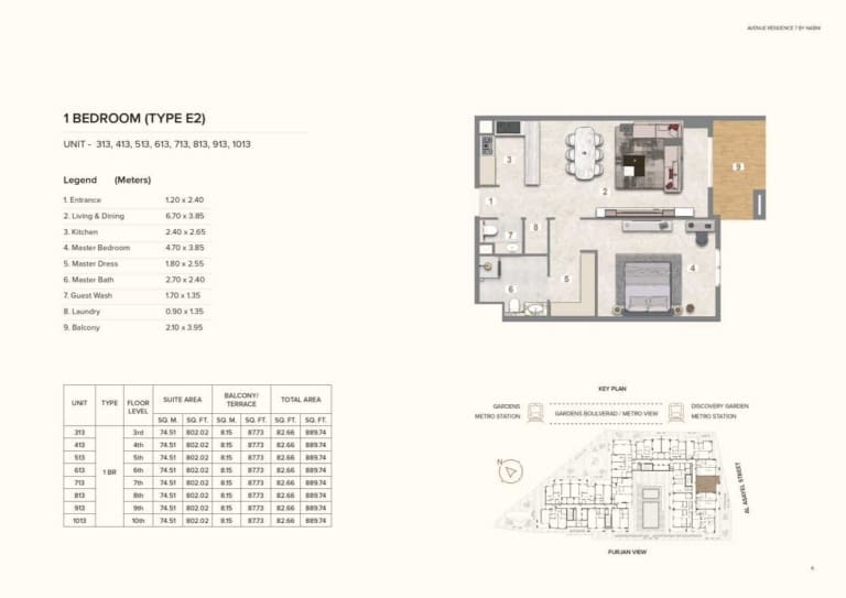 Avenue Residence 7 – 1 Bedroom Type E2 Floor Plan