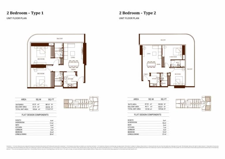 Binghatti Hillviews 2 Bedroom Apartment Type 01 & 02 Floor Plan