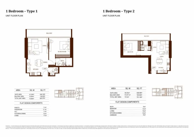 Binghatti Hillviews 1 Bedroom Apartment Type 01 & 02 Floor Plan