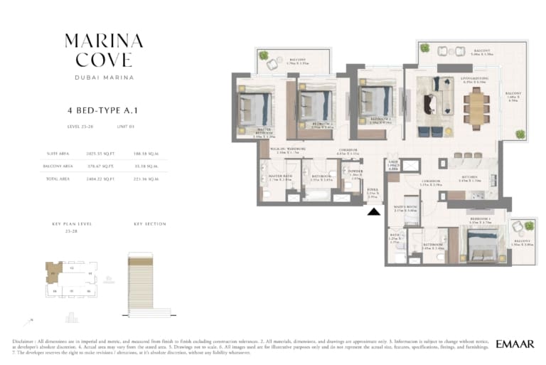 Cove Marina 4 Bedroom Type A.1 Floor Plan