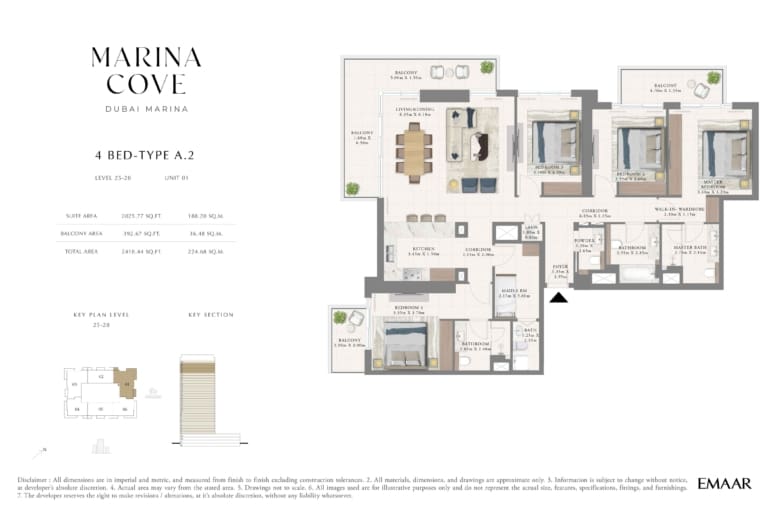 Cove Marina 4 Bedroom Type A.2 Floor Plan