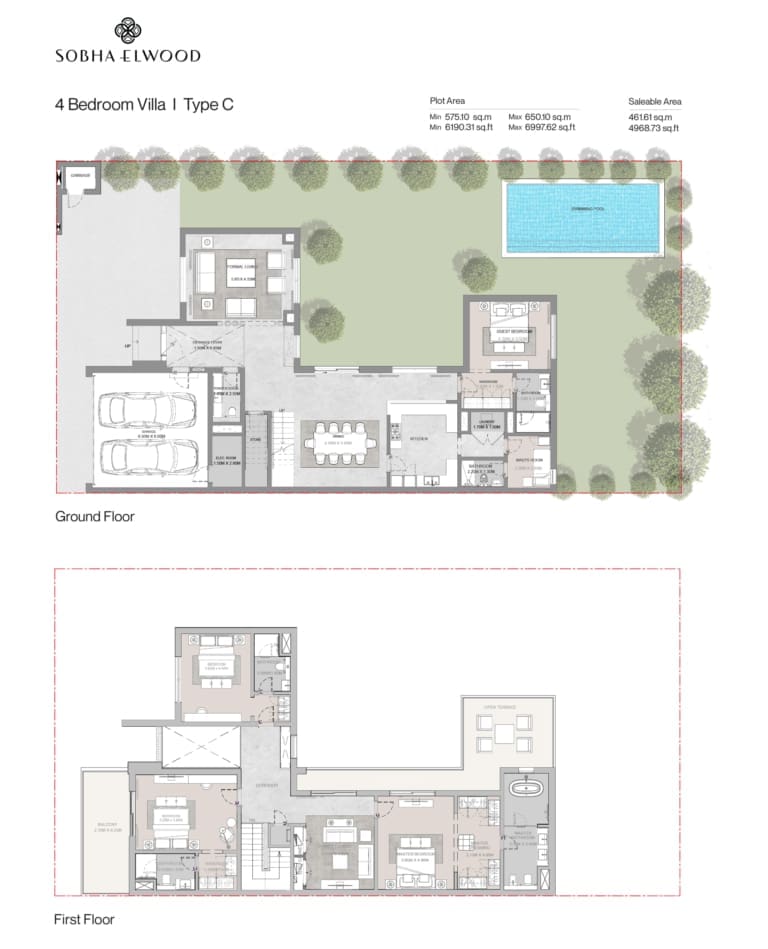 Sobha Elwood 4 Bedroom Villa Type C Floor Plan