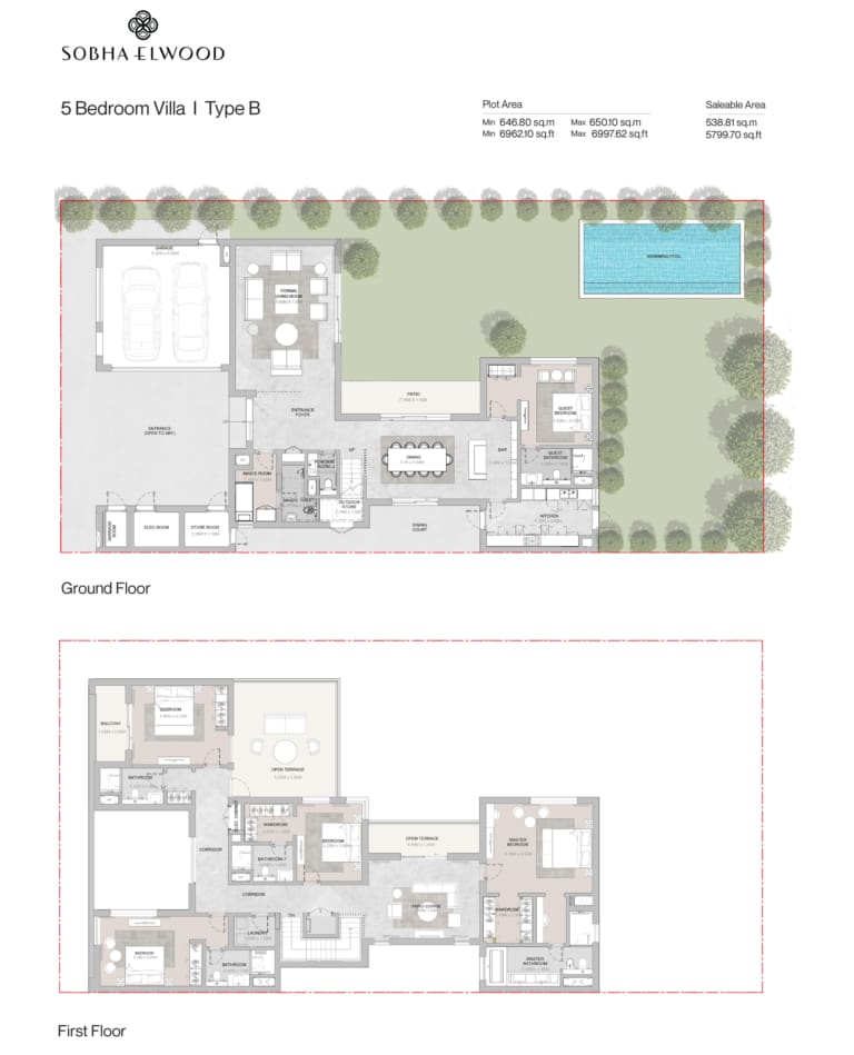 Sobha Elwood 5 Bedroom Villa Type B Floor Plan