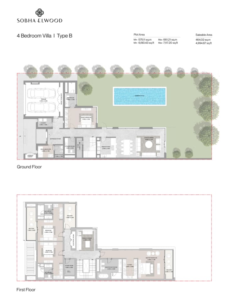 Sobha Elwood 4 Bedroom Villa Type B Floor Plan
