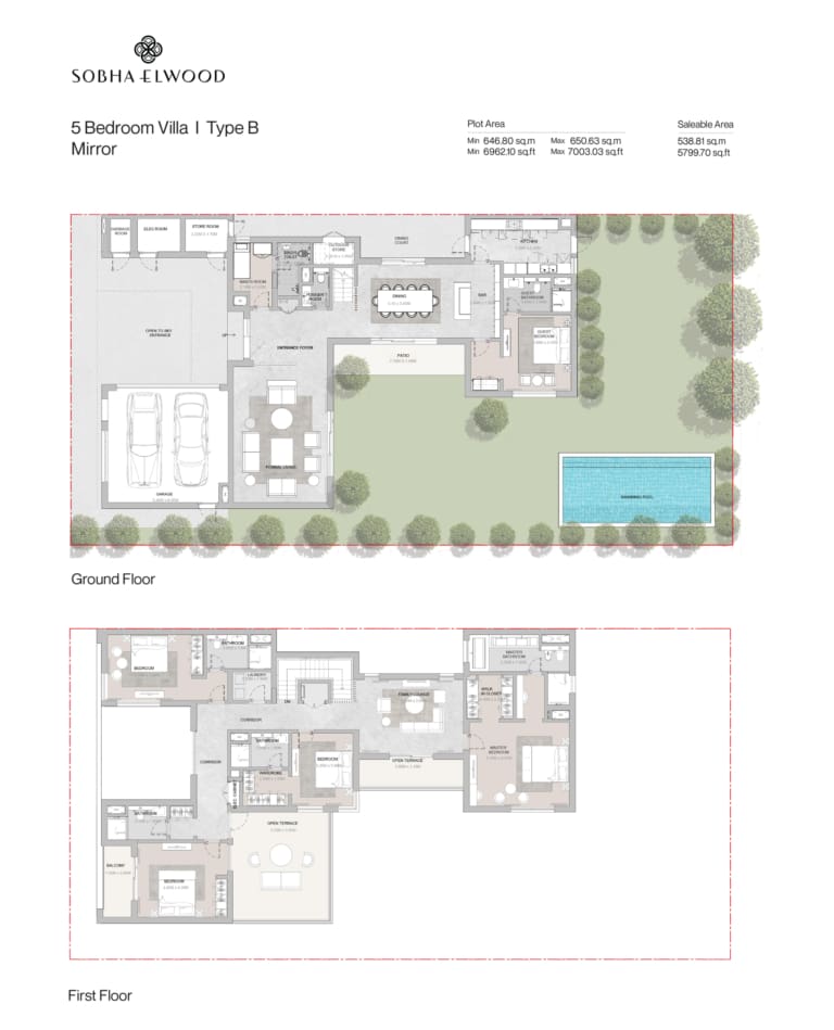 Sobha Elwood 5 Bedroom Villa Type B Mirror Floor Plan