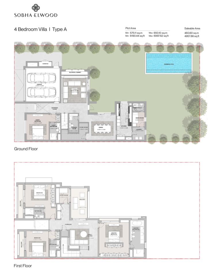 Sobha Elwood 4 Bedroom Villa Type A Floor Plan