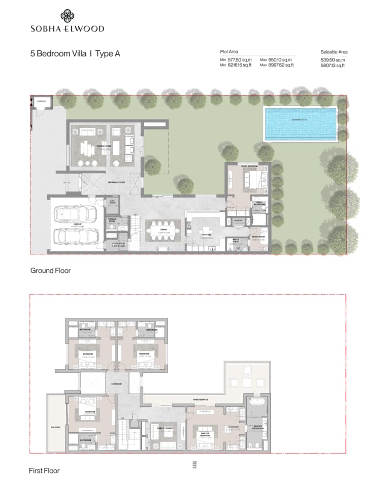 Sobha Elwood 5 Bedroom Villa Type A Floor Plan