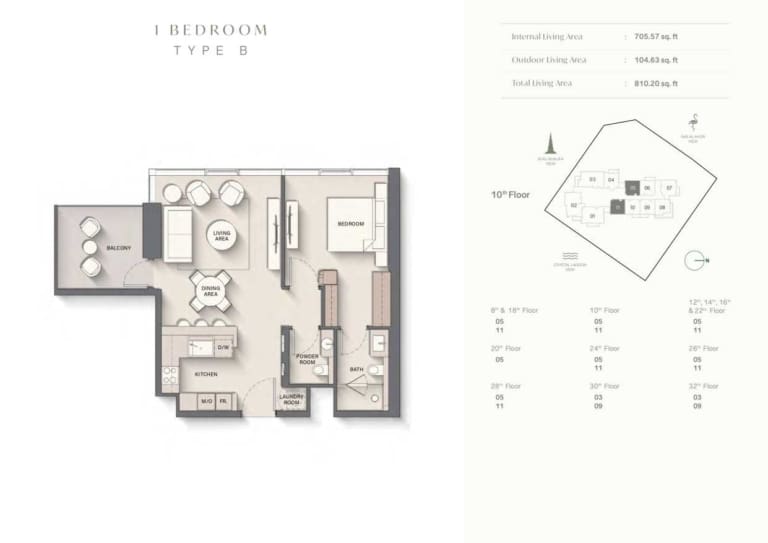 The Highgrove 1 Bedroom Type B Floor Plan