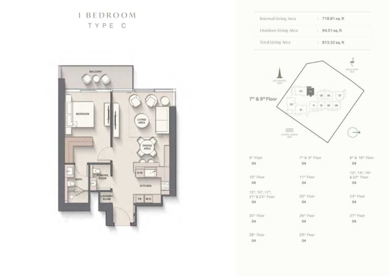 The Highgrove 1 Bedroom Type C Floor Plan