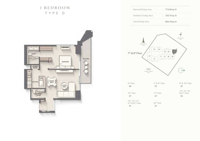 The Highgrove 1 Bedroom Type D Floor Plan