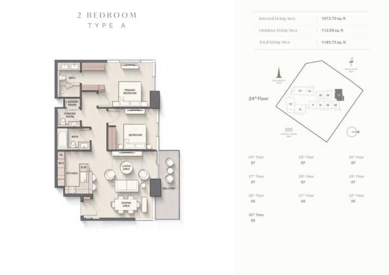 The Highgrove 2 Bedroom Type A Floor Plan