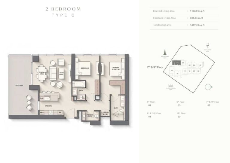 The Highgrove 2 Bedroom Type C Floor Plan
