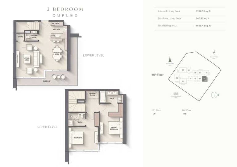 The Highgrove 2 Bedroom Duplex Floor Plan