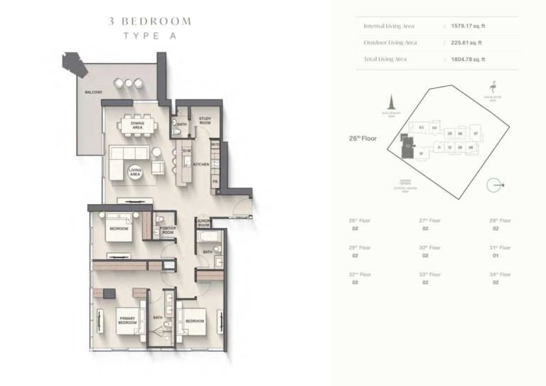 The Highgrove 3 Bedroom Type A Floor Plan