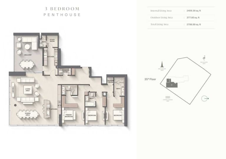 The Highgrove 3 Bedroom Penthouse Floor Plan