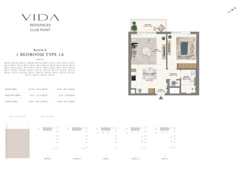 Vida Residence Club Point Block B 1 Bedroom Type 1A Floor Plan