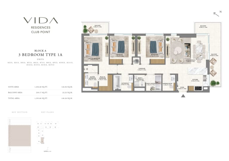 Vida Residence Club Point Block A 3 Bedroom Type 1A Floor Plan