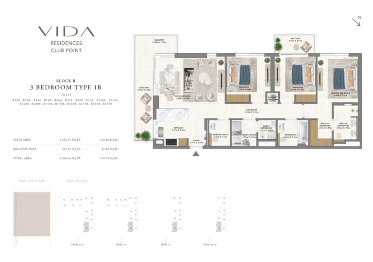 Vida Residence Club Point Block B 3 Bedroom Type 1B Floor Plan
