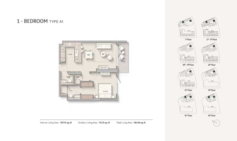 Hillgate 1 Bedroom Apartment Type A1 Floor Plan