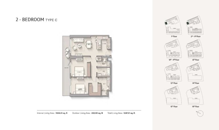 Hillgate 2 Bedroom Apartment Type C Floor Plan